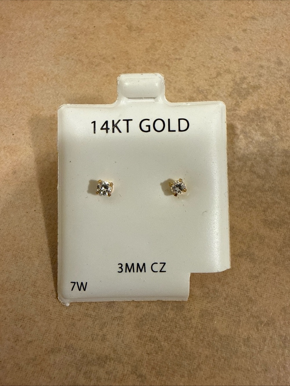14KT Gold CZ 3mm Stud Earrings